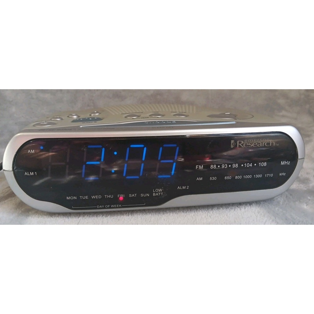 Emerson CKS1850 Research SmartSet AM‎ FM 2-Alarm Clock Radio Blue Dimmer Tested